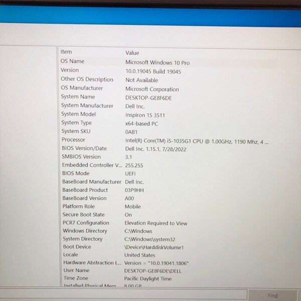 Dell Inspiron 15 3511 | Core i5-1035G1 10th Gen | 8GB RAM | 256GB SSD | Intel UHD Graphics | 15.6" FHD Laptop