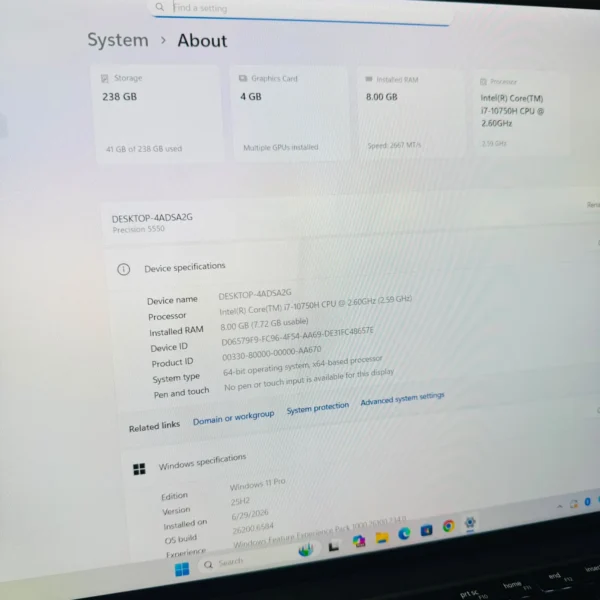 Dell Precision 5550 | Core i7-10750H 10th Gen | 8GB RAM | 256GB SSD | 4GB Graphics | 15.6" Mobile Workstation